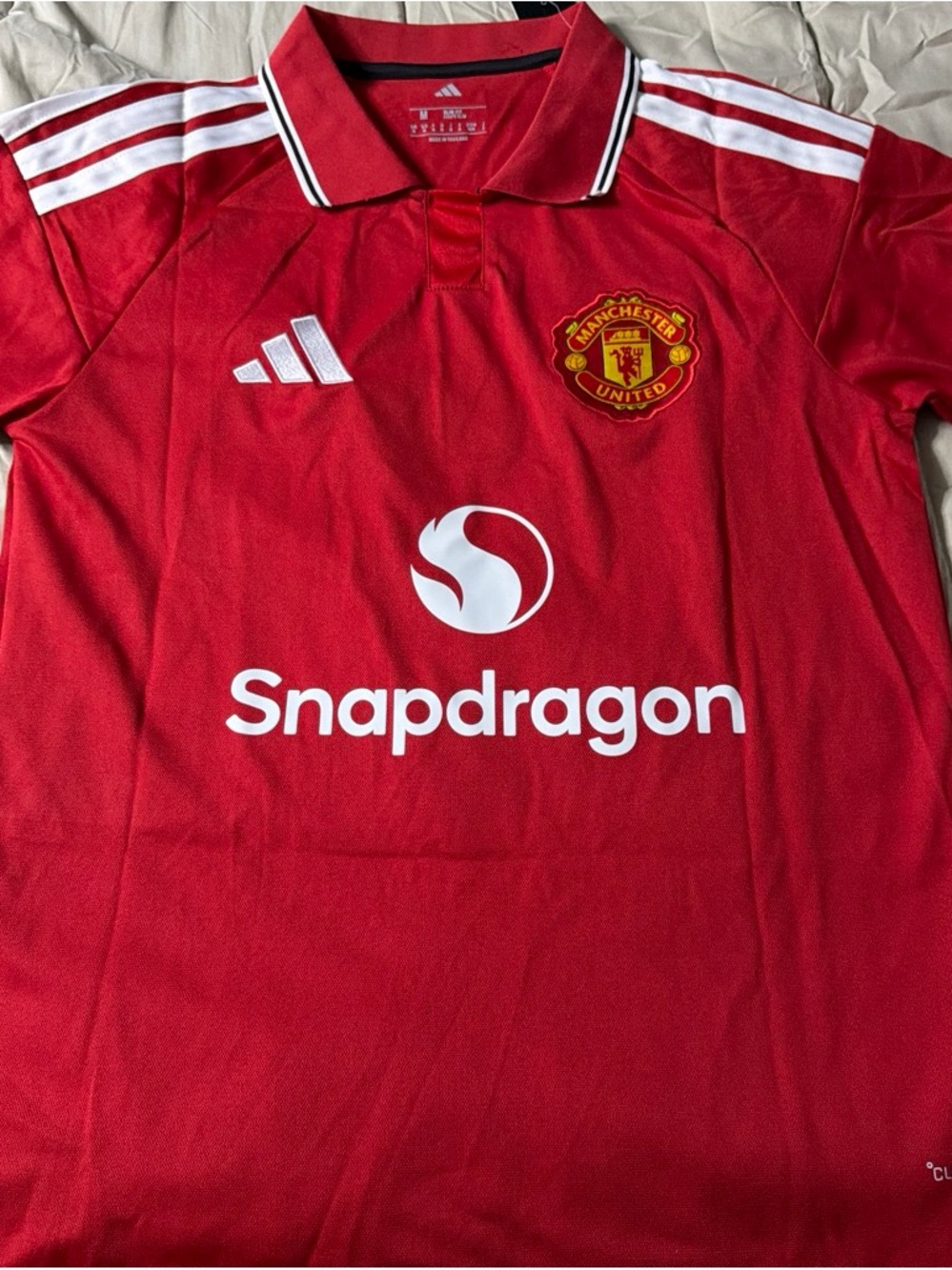 adidas Red Manchester United Jersey with White Accents